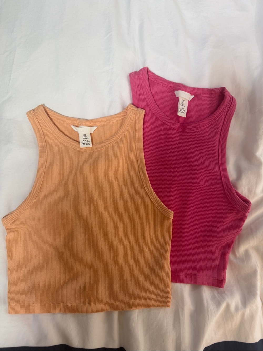 H&M Ribbed Cropped Tank Tops (2-Pack), Size Small